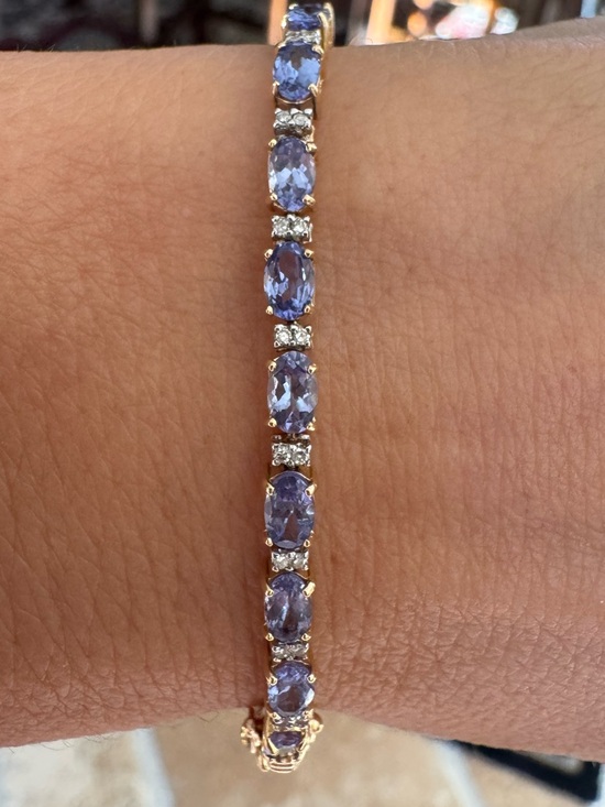 Jewelry - Gorgeous 7CTW Natural Tanzanite Diamond Tennis Bracelet 14K Yellow Gold 7.8g 7”